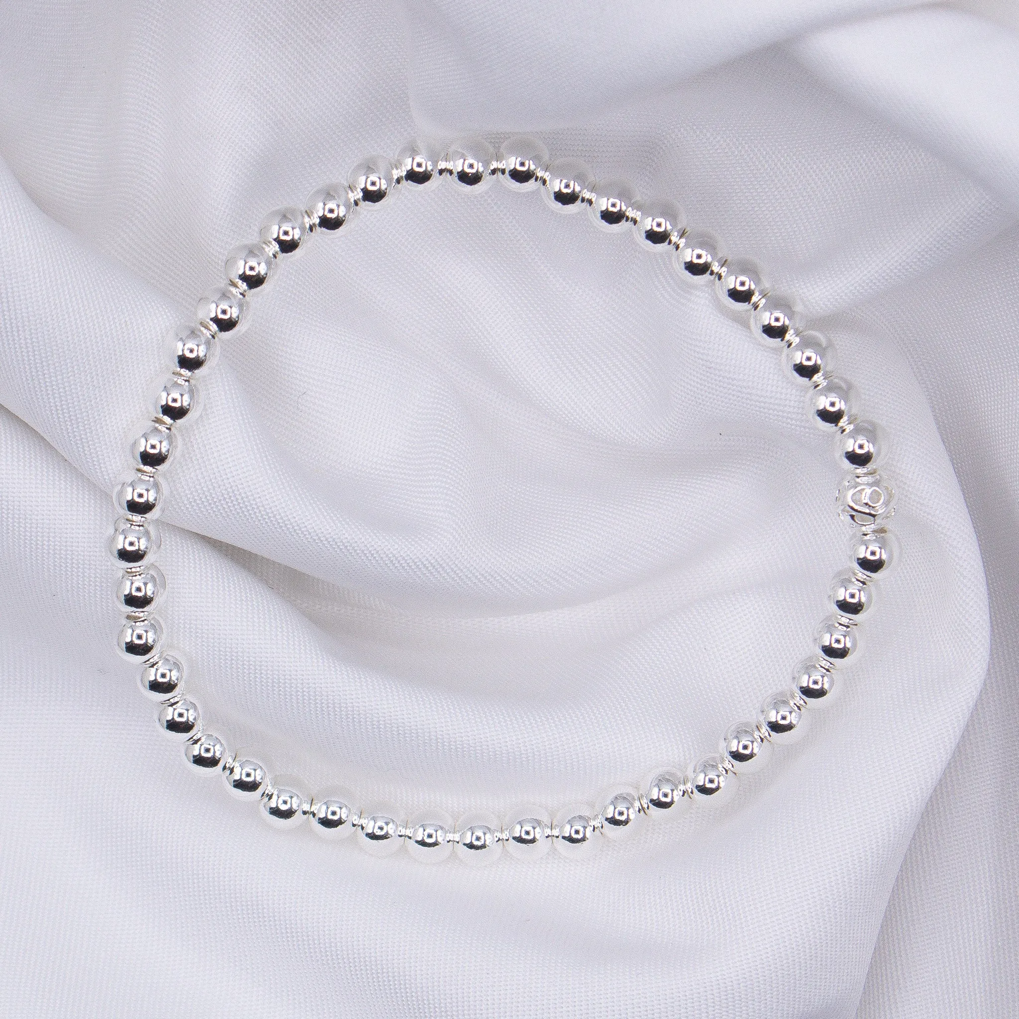 4mm Sterling Silver Smooth Beaded Bracelet
